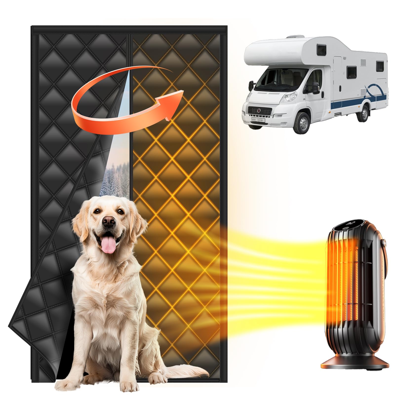 ESUDNT insulated magnetic door curtain for an RV